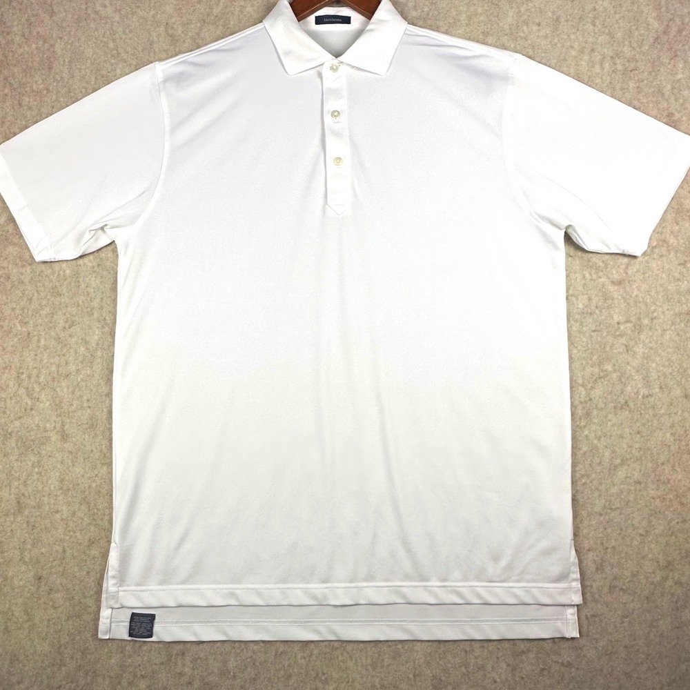 Turtleson Mens Performance Polo Shirt White Short Sleeve Stretch Golf Size Large